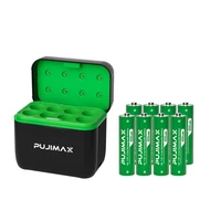 PUJIMAX 1.5V Constant Voltage AA Rechargeable Li-ion 4255mWh Battery With Intelligent LED Display Arc-look Battery Charger SET 6