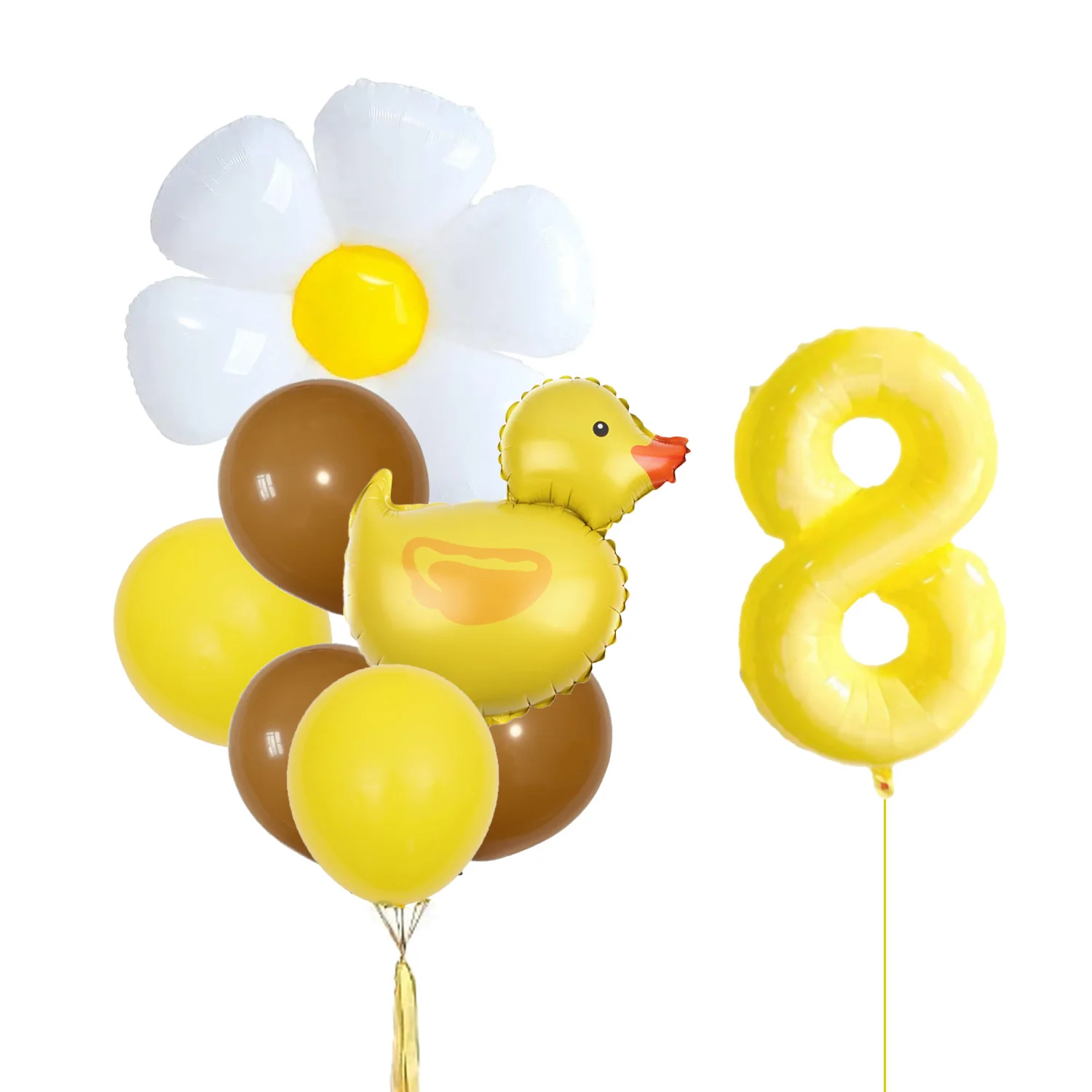 9 Stücke Mini Gelbe Ente Gelbbraun Ballon Gelbe Aluminiumfolie Digital Set Geburtstag Party Dekoration Babyparty Globos – Detail 10