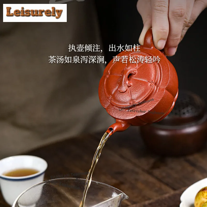 120ml Classic Yixing Purple Clay Teapots Handmade Rib Pot Raw Ore Zhu Mud Kettle Chinese Zisha Tea Set Tea Services Decoration