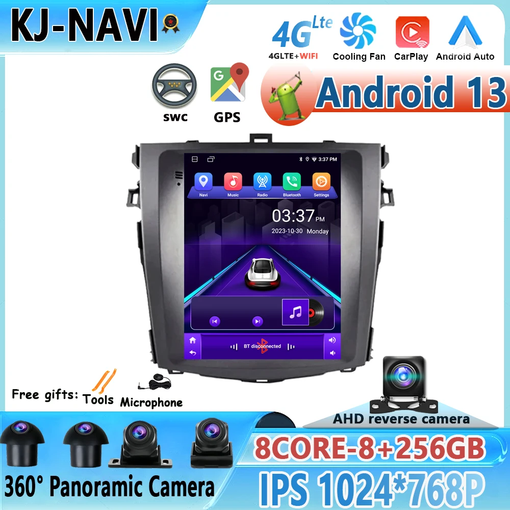 

Carplay Multimedia Navigation GPS Auto Radio Car Radio Stereo DSP Android 13 For Toyota Corolla E140 E150 2007 - 2013 WIFI+4G BT