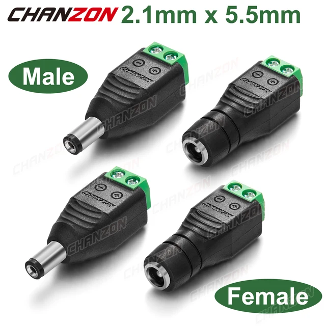  DGZZI 12 Pares DC 12V Conector de Enchufe de Alimentación para  Cámara CCTV LED Tira Adaptador de Luz 2 Polos Tornillo Terminal 0.217x0.083  in Macho Hembra Enchufe : Electrónica