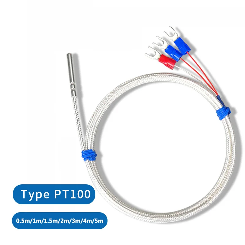 

Stainless Steel PT100 Temperature Sensor Thermocouple with 0.5/1/2/3/4~10M Cable Temperature sensing high temperature waterproof