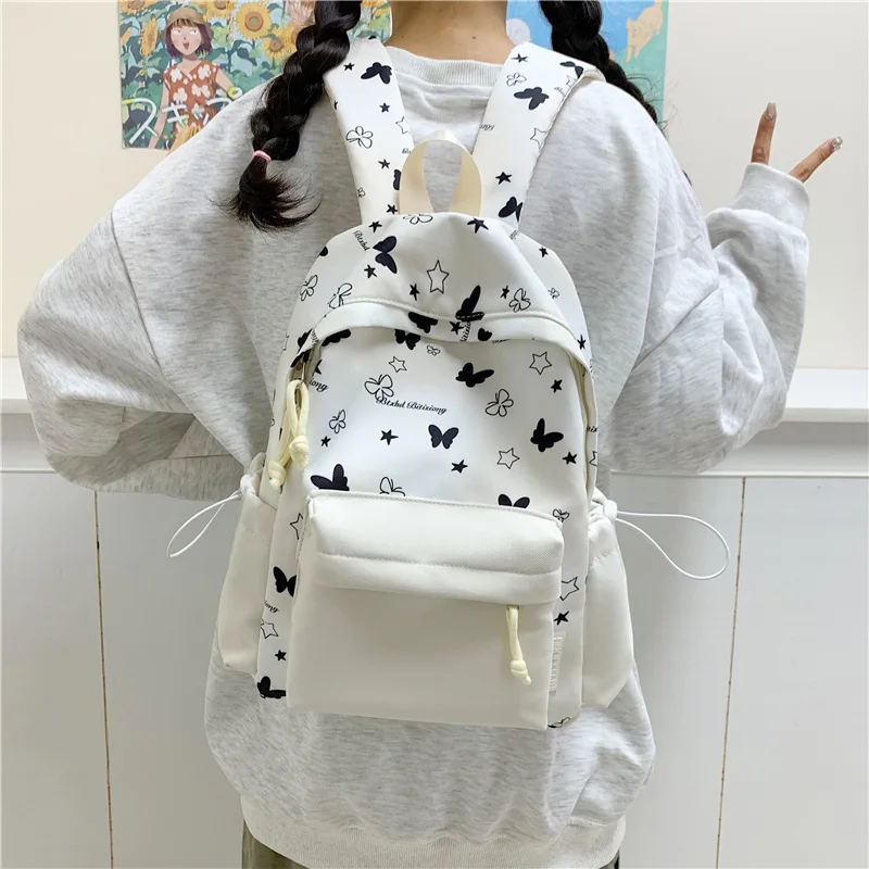 New backpack with high appearance, fresh and sweet cartoon butterfly star backpack for junior high school students