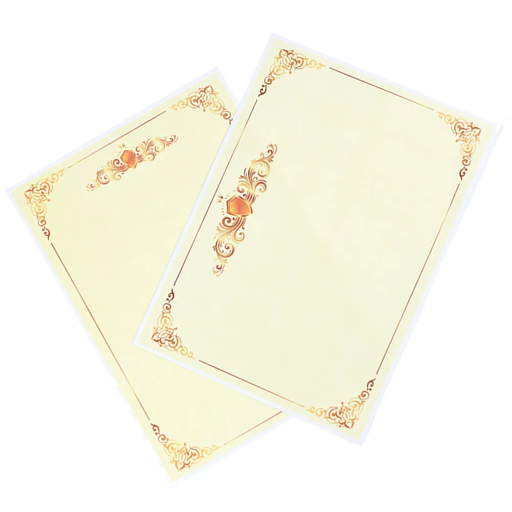 100Pcs A4 21x29cm 골드 테두리 인증서 용지 금속 빈 상장 시상식 졸업 자원 봉사 교사 학생