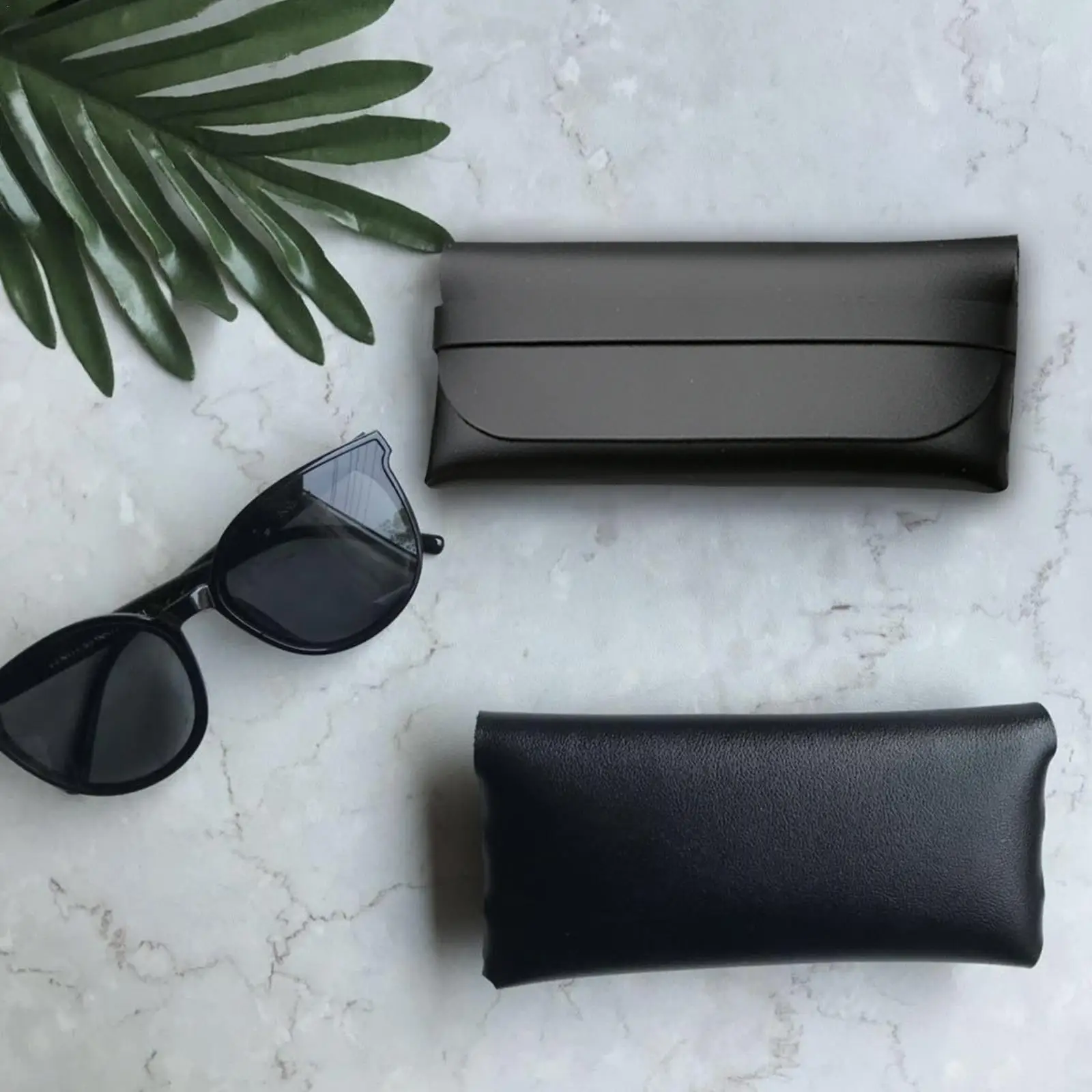 Fashion Black Pu Leather Sunglasses Case Women Men Eyeglasses Storage