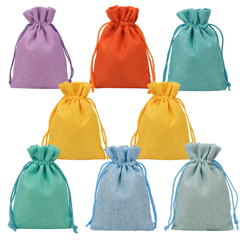 

50Pcs Gift Bag Jute Jewelry Sachet Christmas Party Decoration Gift Bag Drawstring Burlap Bag 10*14CM