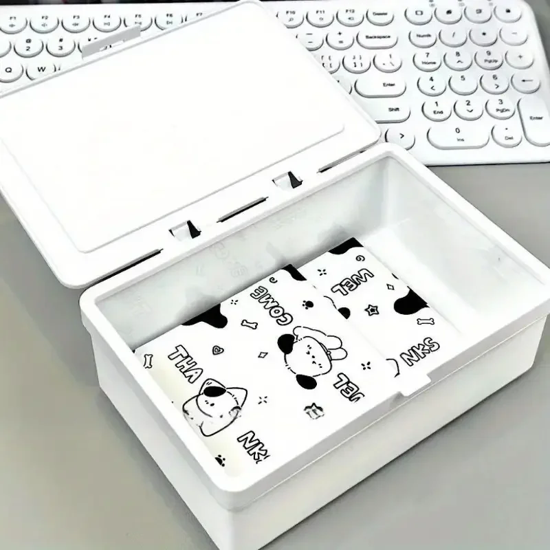 White Flip Lid Dustproof Desk Organizer-Plastic Office Supplies Storage Boxes