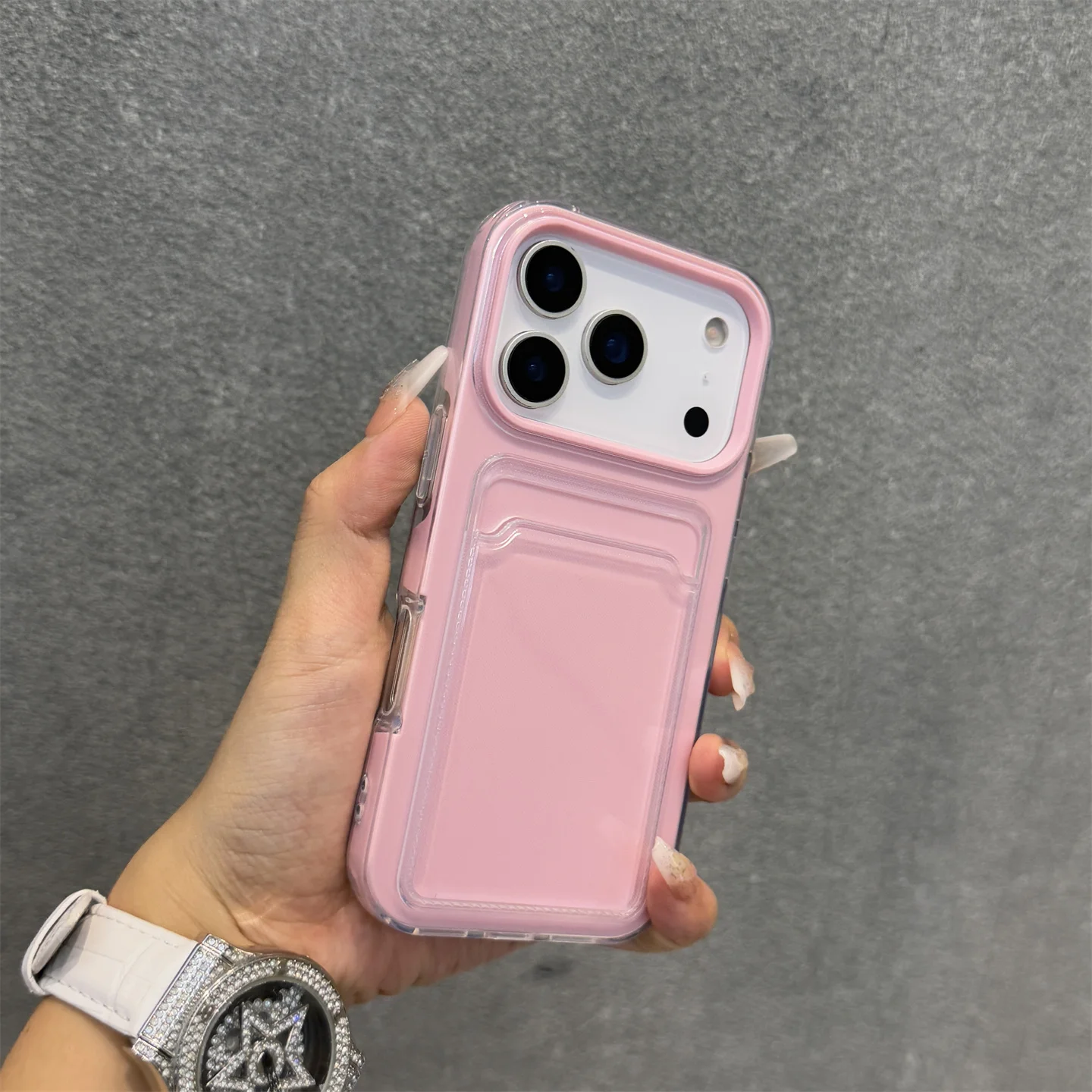 Candy Color Shockproof Phone Case with Card Slot and Photo Clip