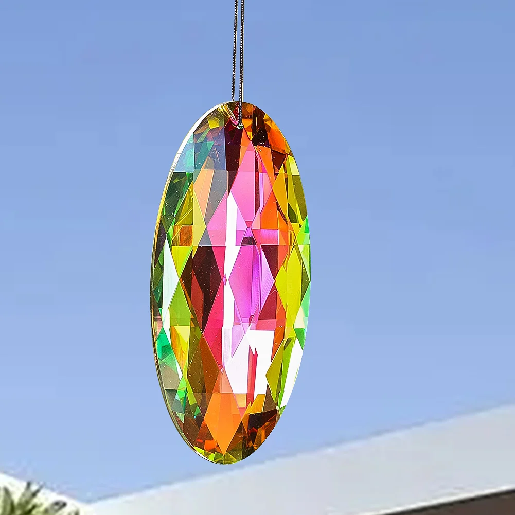 Facettierte Kristall Sonnenfänger - 76mm Rund Für Fenster & Garten