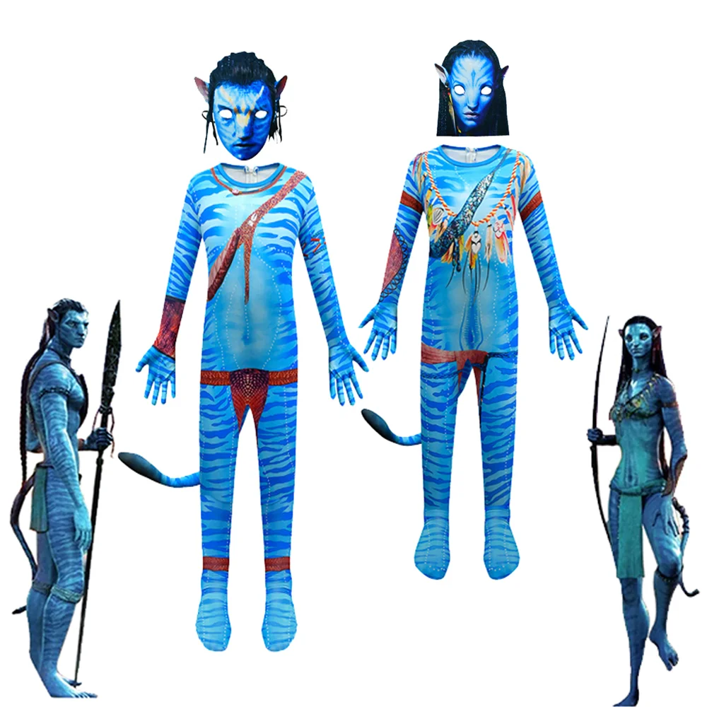 Film Avatar The Way Of Water Alien Superhero Costume Cosplay Tuta Tuta Per Bambini Halloween Avatar Carnival Party Costume