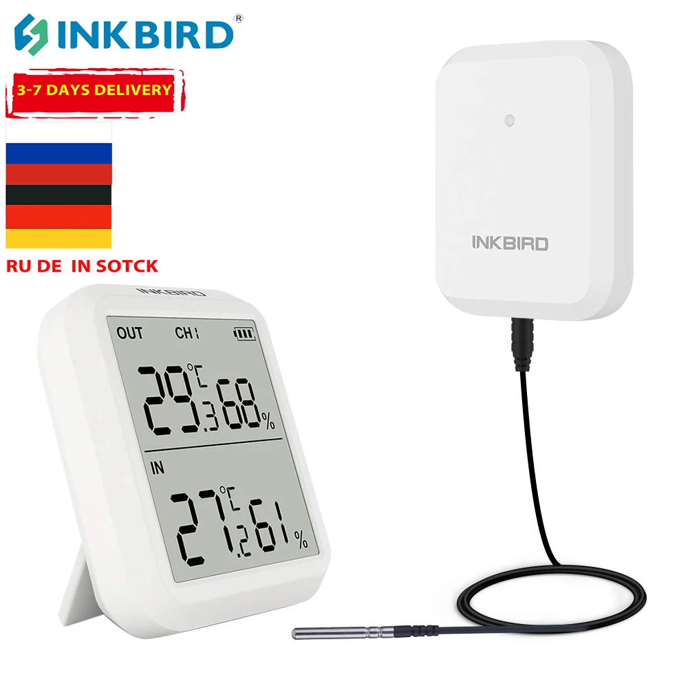 INKBIRD Mali LCD monitor Digitális Lázmérő hygrometer ITH-20R beltéri szoba Hőfok Nedvesség Időmértékes verselés Érzékelő Hordóköböző pálca Időjárási Megállóhely