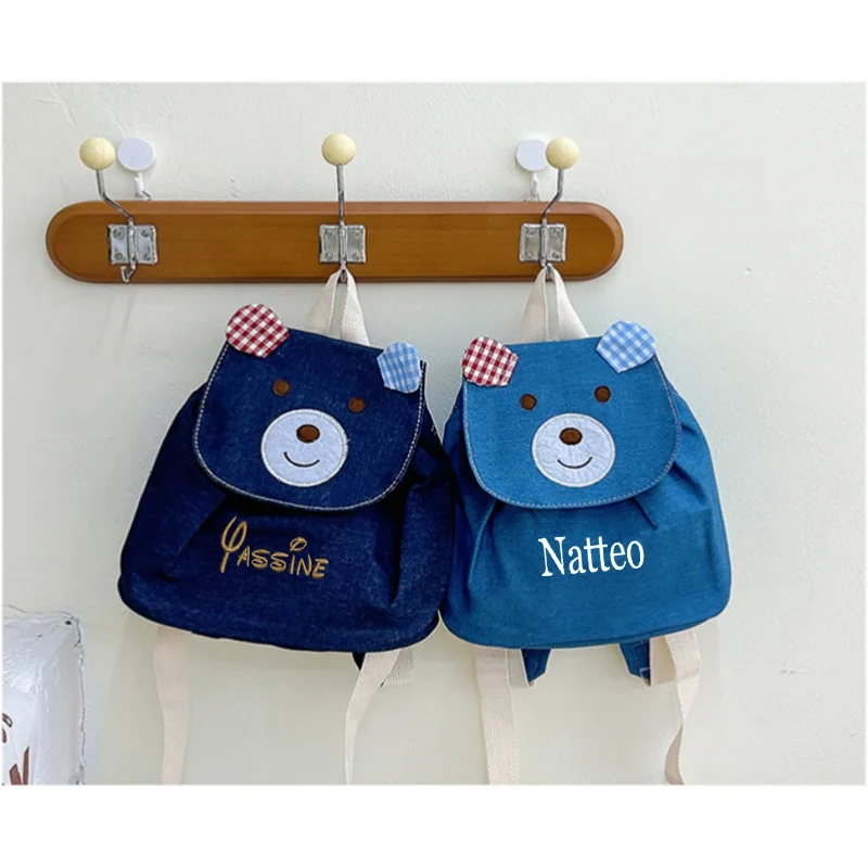 

Personalized Embroidery Name Children's Cartoon Little Bear Bookbag Baby Outgoing Mini Backpack Lightweight Canvas Backpack