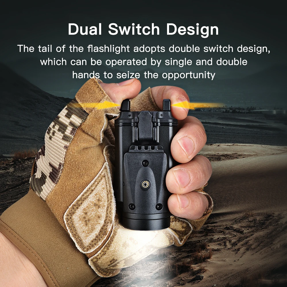 Aluminum Tactical Flashlight with Green Laser for Outdoor Hunting