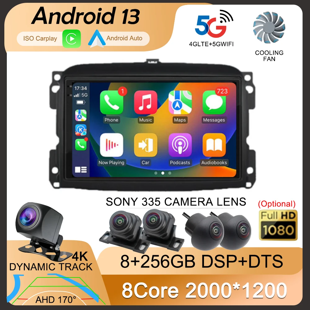 Android 13 Carplay Autoradio Per Fiat 500L Egea Doblo 2012-2017 Multimedia Autoradio Dsp Lettore Video Audio Navigazione Stereo