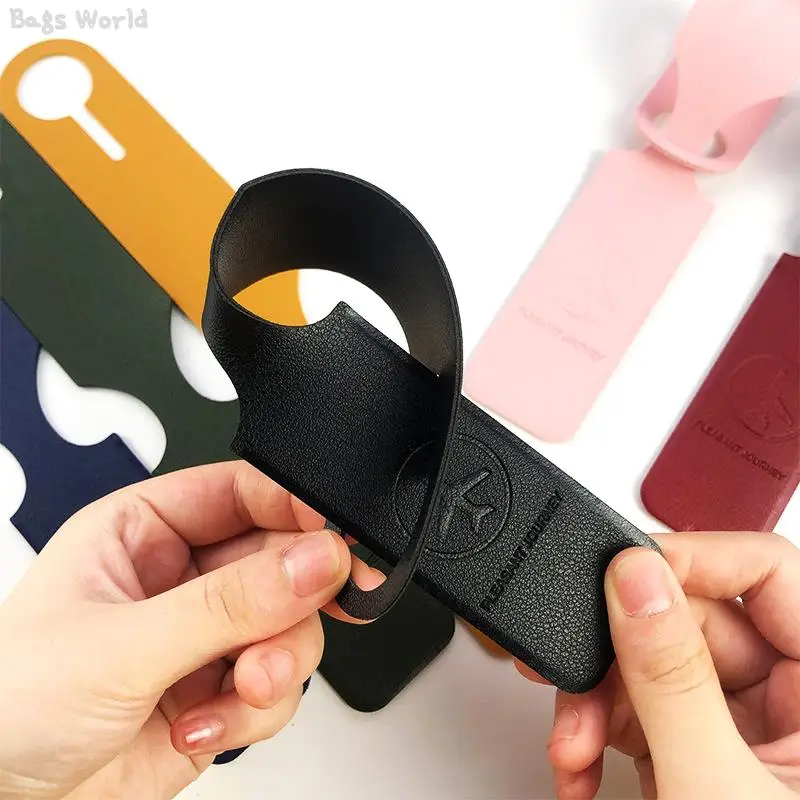 Luggage Tag 1x PU Leather Luggage Tag Portable Suitcase Identifier Label