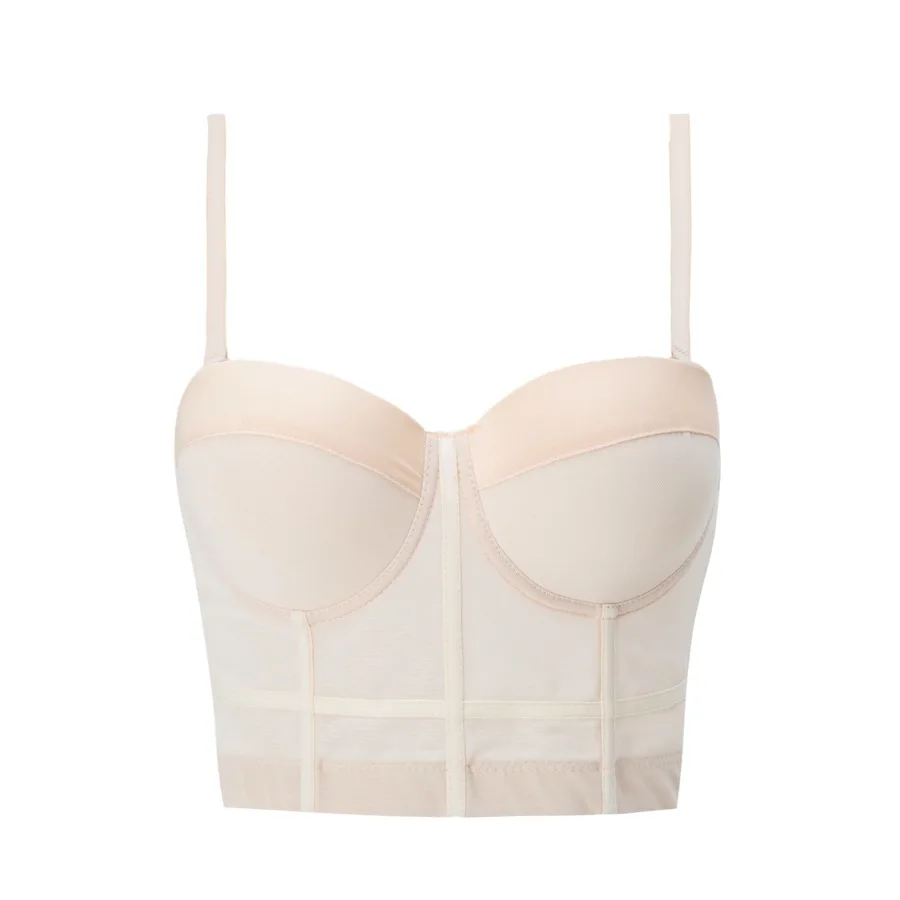 Women's Corset Fishbone Crop Tops with Bra 2024 Summer White Slim Solid Halter Bustier Tank Top Tunic Camisole Adjustable Strap