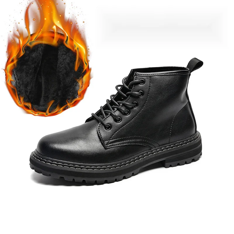 2024 Winter Plüschfell Martin Casual Herren Dicke Sohle Anti Rutsch und Verschleißfeste Instagram Kurze Stiefel 6027-T_voghion.com