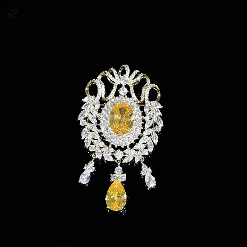 

Women's Fashion Suits Accessories Plant Wheat Brooches White&Light Yellow Combined Gemstone Zircon Corsage