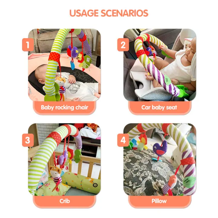 Hanging Bell Baby Stroller Clip Unisex Stroller Play Arch Rainbow Toy Bed Clip Hanging Bell Pendant Baby Rattle Toy 3