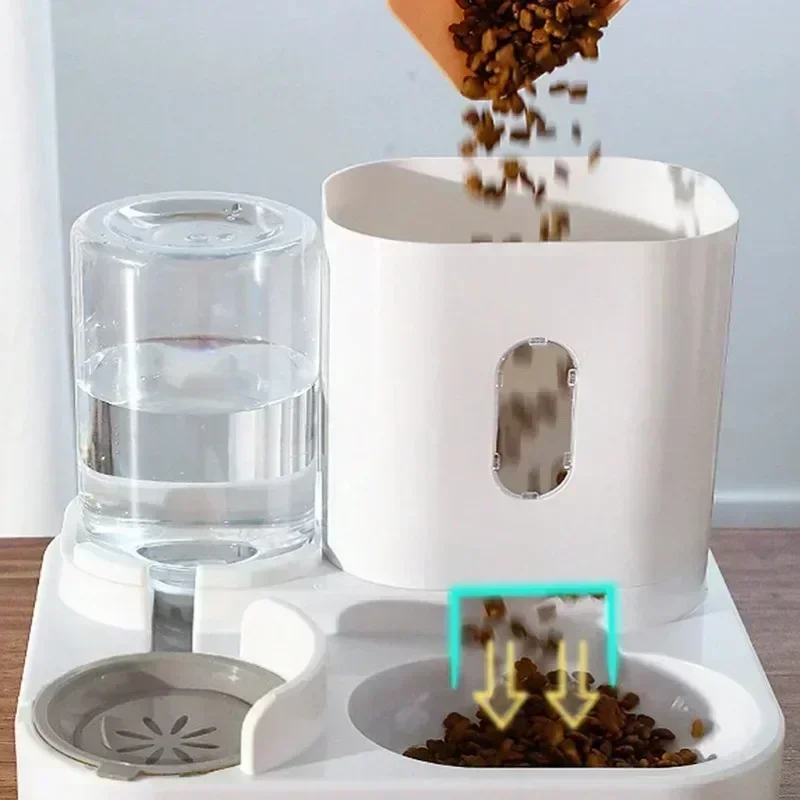 Pet Feeder 1PC Automatic Feeder Cat Dog Food Bowl Water Fountain Pet Large Capacity Raised Stand Dish Bowl For Cat Drinker Accessories