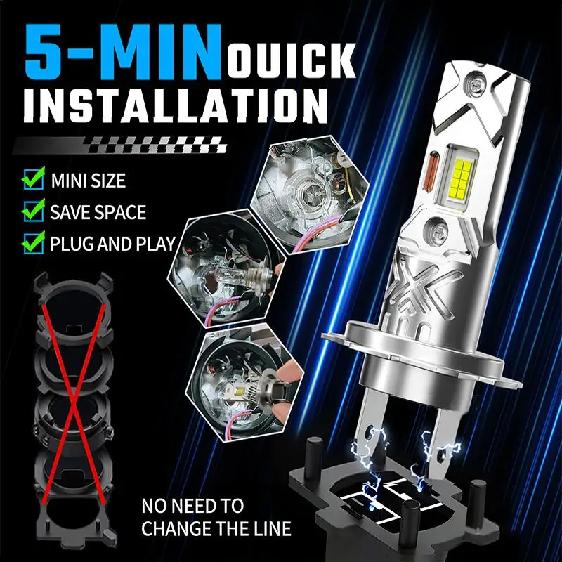H7 H1 LED 전구 자동차 헤드라이트 800000LM 600W CANBUS 미니 무선 램프 자동 스포트라이트 안개등 6000K 화이트12V 24V 플러그 앤 플레이