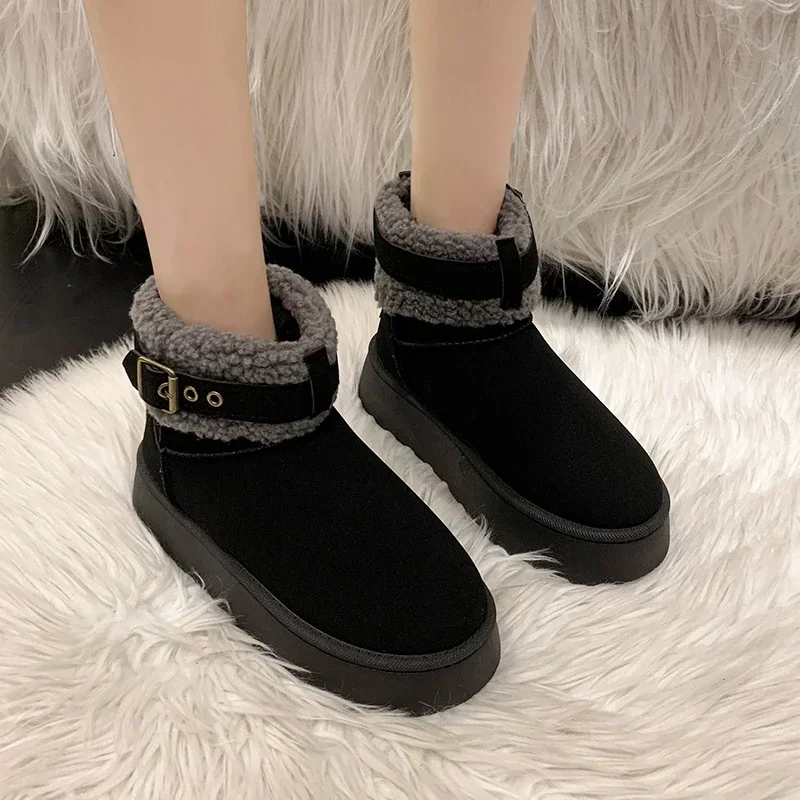 2023 Winter New Shoes for Women Fashion Women's Snow Boots Belt Buckle Comfortable Warm Ankle Boots Women Platform Shoes