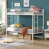 Twin Over Twin Size Bunk Bed,Metal Structure Bedframe with Safety Guardrails and 2 ladders,Convertible Bunkbeds,No Spring Box 1