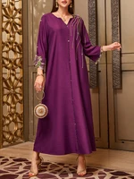 Mia Muse Dubai Luxury 2025 Abaya Dress Islamic Party Wear Women's V-Neck Long Sleeve Embroidered Maxi Gown Eid Night UAE Designe 4