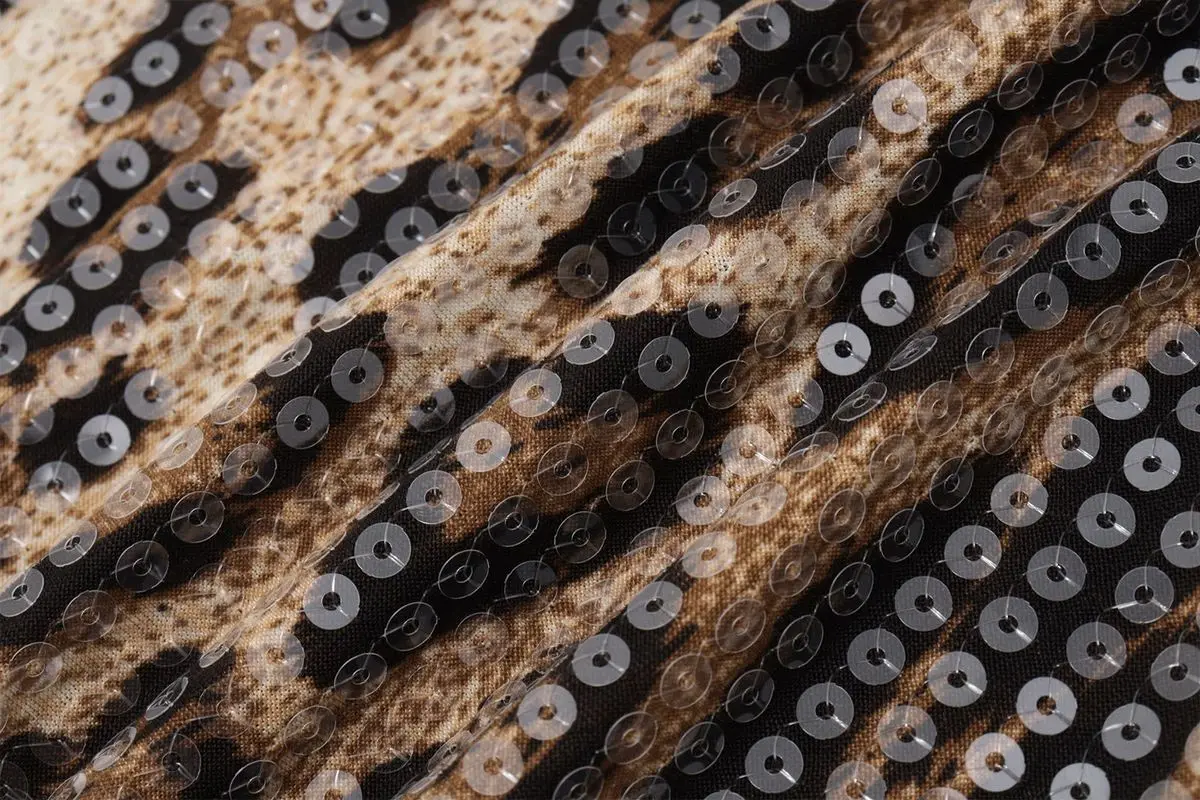 Dikla Leopard Sequin Spaghetti-Strap Maxi Dress detail view 3