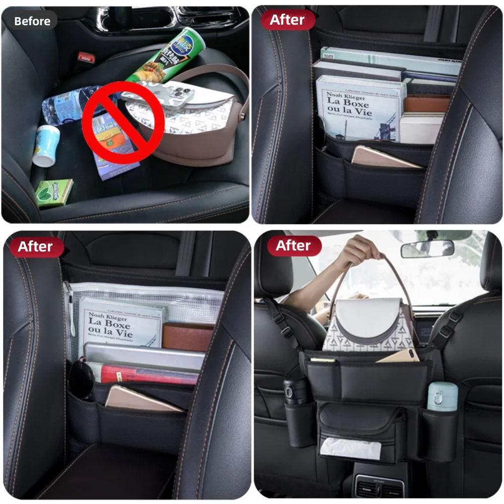 Leather Seat Back Organizer Car Handbag Holder Between Seat Car