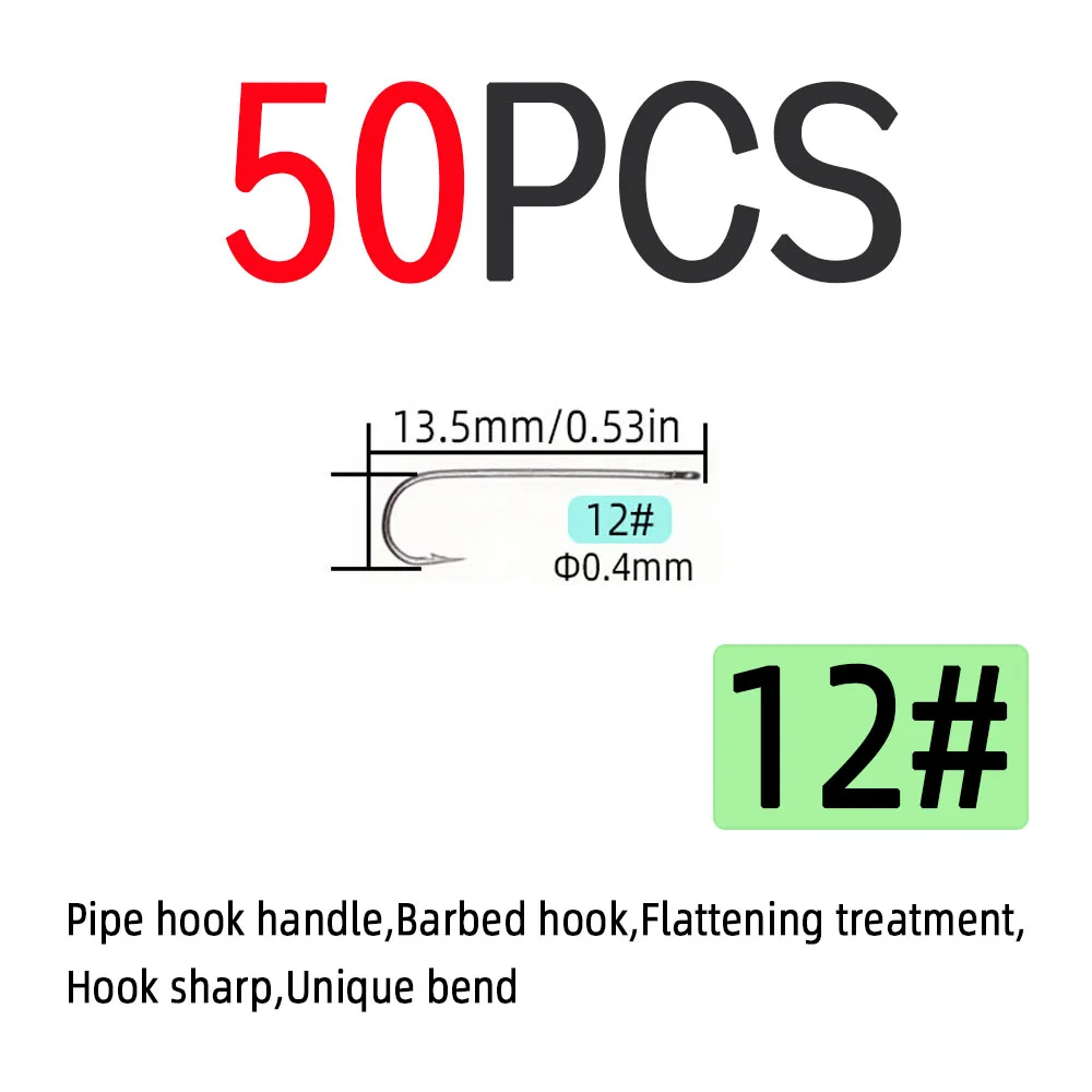 50PCS #16-3/0 Aberdeen Long Shank Fish Hook Sabiki Rig Streamer Fly Hook Saltwater Freshwater Bait Hook