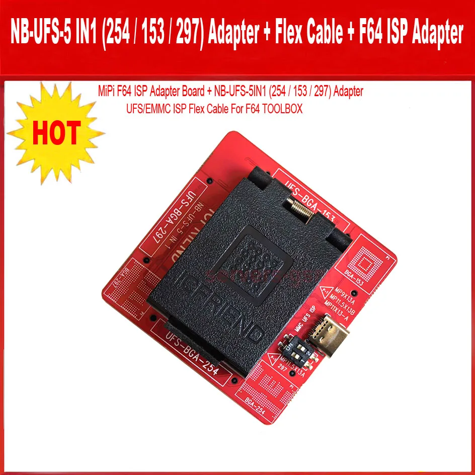 2026년 신형 ORIGINAL NB-UFS 5 IN 1(254/153/297)x 어댑터/+플래시 64 ISP 어댑터 (F64 툴박스/MIPI 박스용)