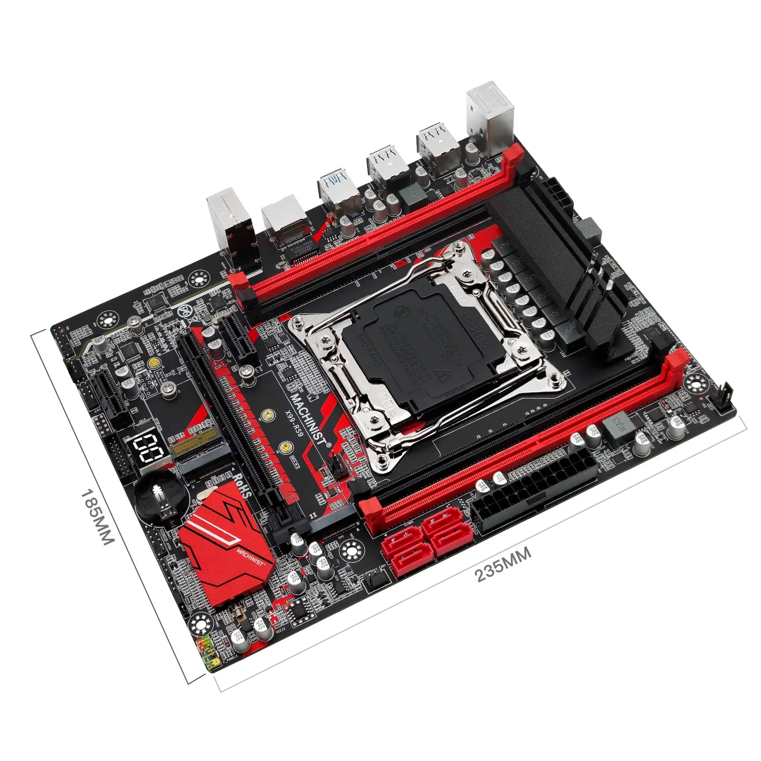 Gépkezelő RS9 X99 Alaplap Alatámaszt xeon E5 V3 V4 LGA 2011-3 CPU Időréscsatoló DDR4 Kos Négyen Meder majd SATA PCI-E M.2 Vájat