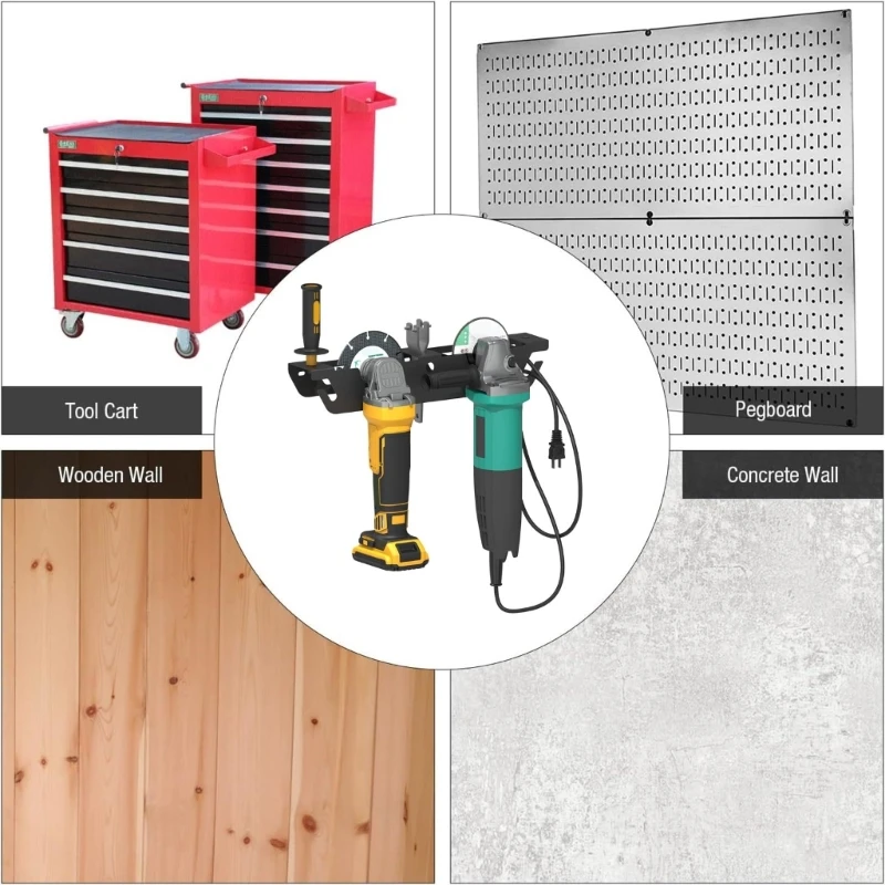 2Pcs Angle Grinder Holder Stand Wall Mount Bracket Storage Rack for Wrenches Garage Multipurpose Workspaces Accessories 37JD 3