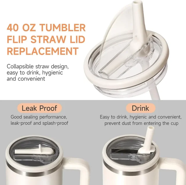 40oz Lid for Stanley Flip Straw Leak Proof Tumbler Lid Replacement for Stanley Cup Accessories Straw Cover 2