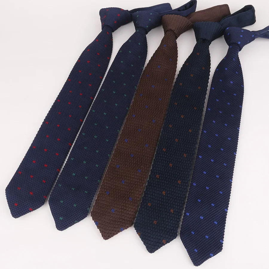 High Quality Multi-Colored  Mens Ties  New 148-6cm Long  Knit Ties Red Blue  Grey Polka Dot Gentlemen Business Necktie Neckwear