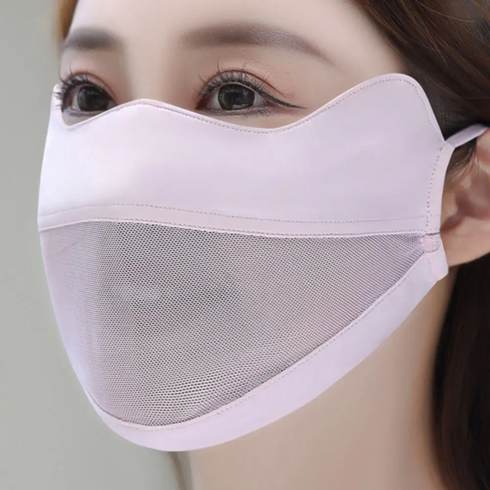 Mesh Ice Silk Face Scarf Elastic Solid Color UV Protection Anti-uv Face Cover Mask Scarves Sunscreen Veil Fishing sunscreen face mask silk scarf