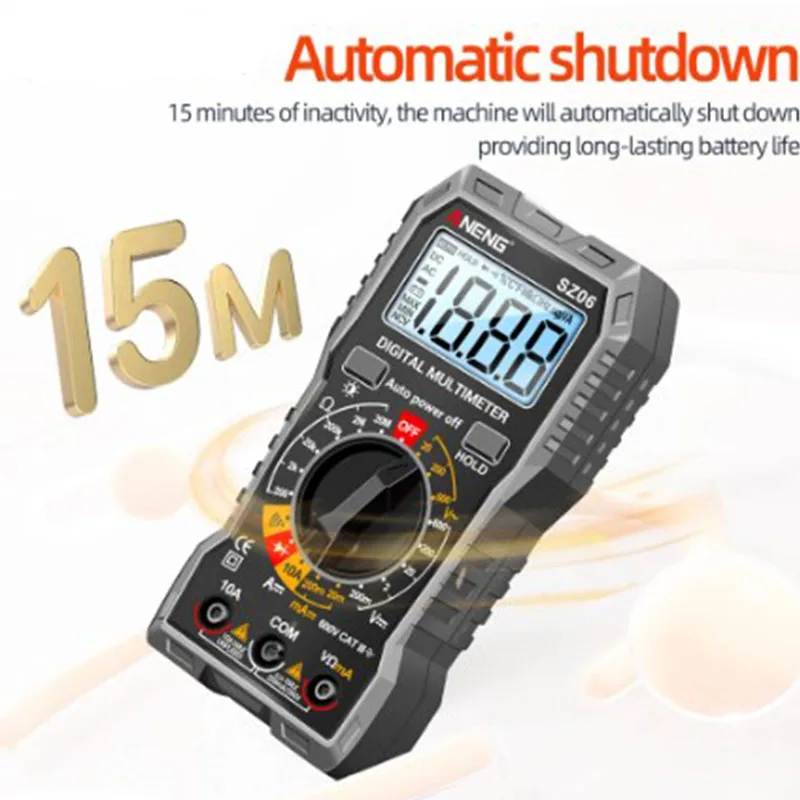 Digital Multimeter SZ06 Digital Multimeter Voltage Resistance Meter AC/DC Ammeter 600V Voltmeter Multimetr Electrician LCD Backlight Ohm Test