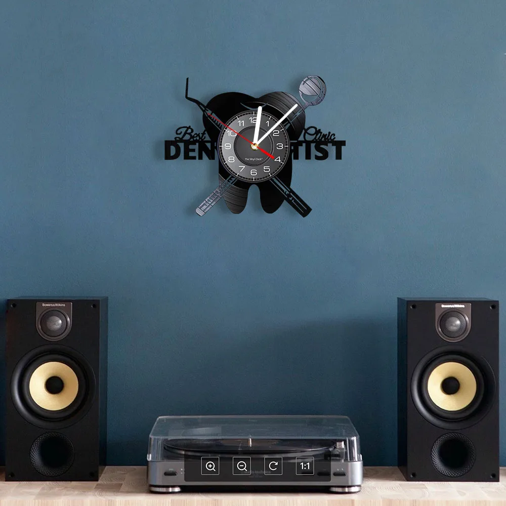 Dentist Equipment Dental Office Teeth Wall Sign Decorative Clock Orthodontist Vinyl Record Wall Clock Nurse Appreciation Gift 4