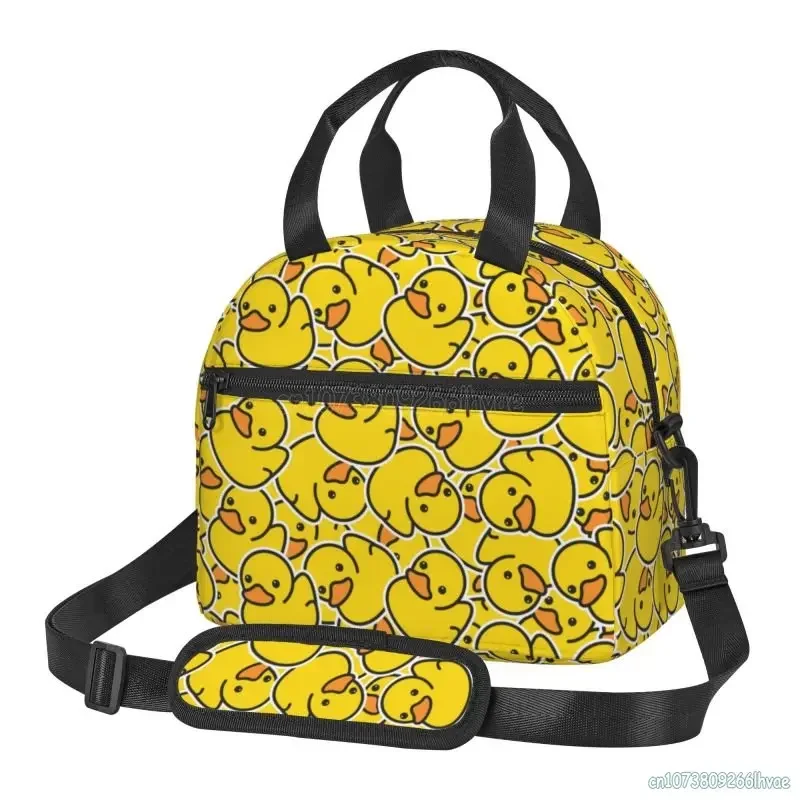

Cute Yellow Duck Lunch Bag with Adjustable Shoulder Strap Insulated Lunch Box Cooler Thermal Reusable Tote bag for Women Men