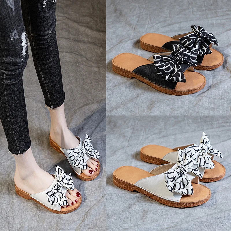 

Slippers with cowhide top layer for women's outerwear wearing 2023 new summer sandals for home casual wear