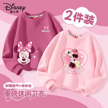 2pcs Autumn Baby Girl Disney Minnie Print Clothes Kid Girls Long Sleeve T-shirts Hoodies Children Cotton Top Outfit  Jumpers 1
