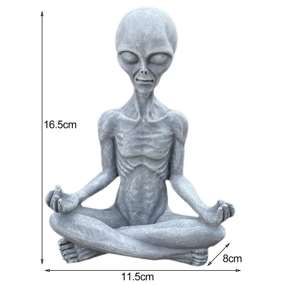 6.5" Yoga Aliens Figurine Meditating Sitting Resin Statue Sculpture Home Office Desktop Garden Decoration Ornament Christmas