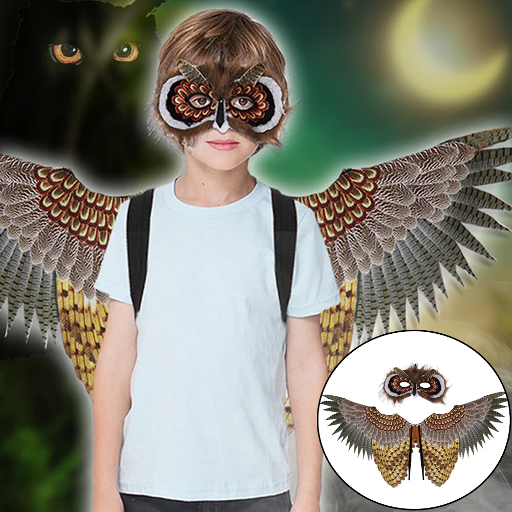 

Halloween Kids Owl Wings Mask Animal Suit Cosplay Boy and Girl Children Dress Up Purim Carnival Birthday Party Costume Prop