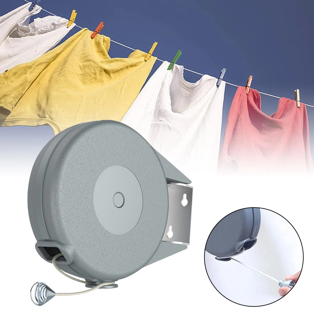 15M Retractable Clothesline Invisible Clothes Drying Rack Rope Outdoor Dryer Organiser for Home Indoor Wall Hanger Supplies 6