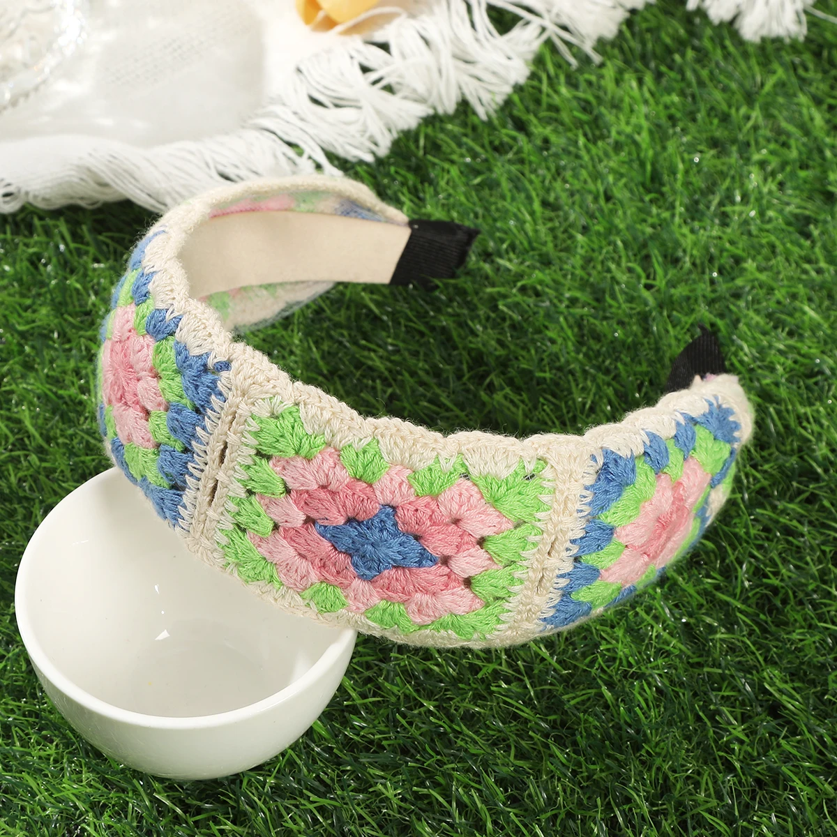Women Crochet Headband Hair Bands GirlsWide Flower Headbands Bezel Head Hoop Autumn Winter  Hairband Fashion Hair Accessories