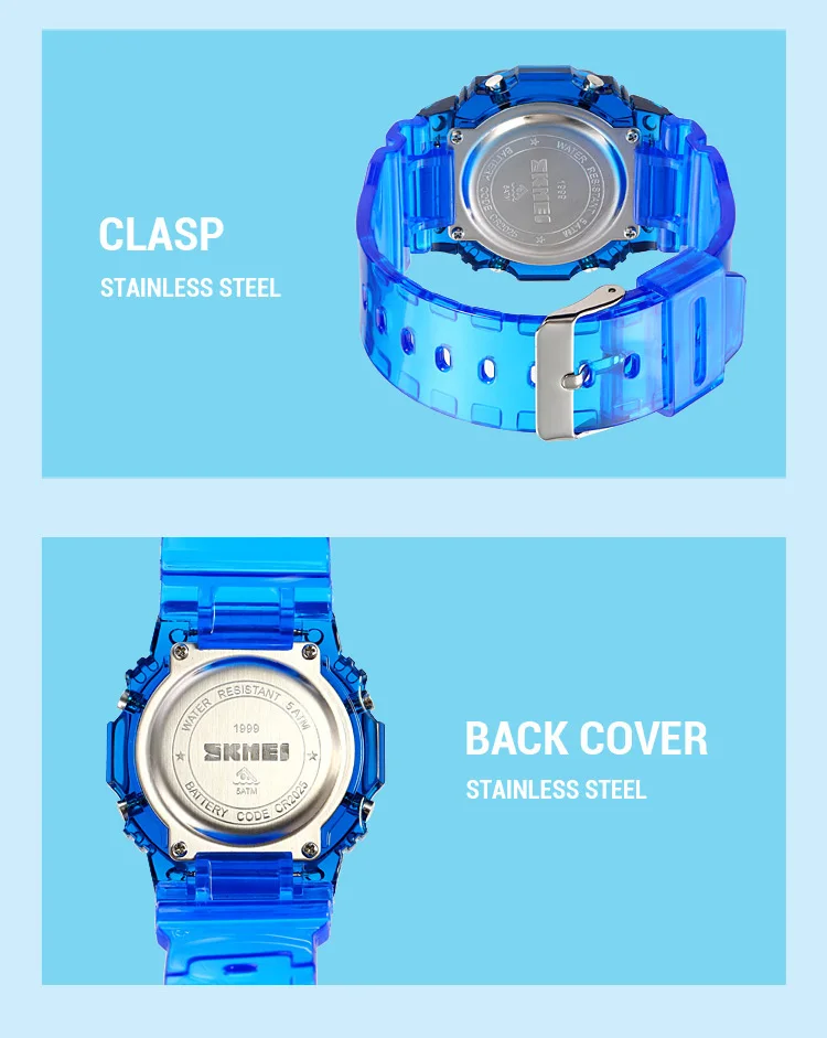 SKMEI 1999 Waterdicht Elektron Horloge Heren Dames Sport Countdown Stopwatch Digitale Horloges Heren Meisjes Klok Reloj Mujer 1622 1629_voghion.com