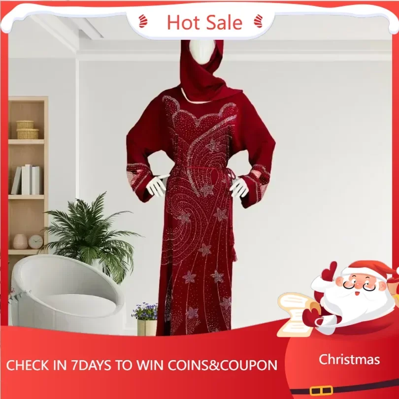 

Abayas женское элегантное весеннее модное платье макси с длинным рукавом и круглым вырезом