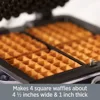 Electrics Stainless Steel Waffle Maker 4 Section Nonstick, Upright Storage 1600 Watts 6 Browning Levels, Square, Belgium Waffle 2
