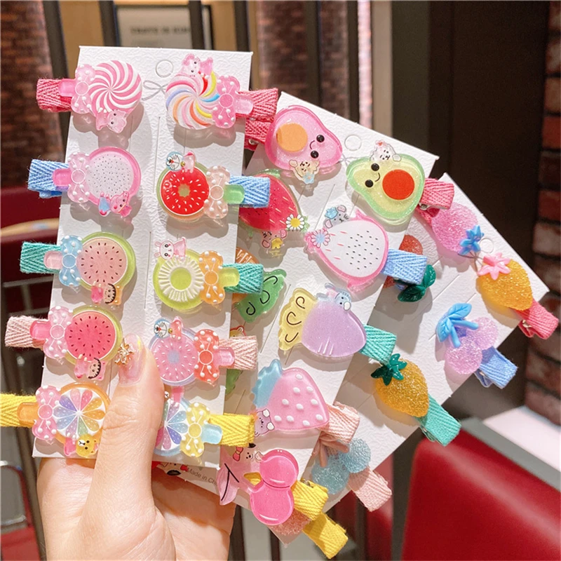 3-10pcs/Set New Girls Cute Cartoon Ice Cream Unicorn Hair Clips Kids Lovely Hairpins Headband Barrettes Fashion Hair Accessories